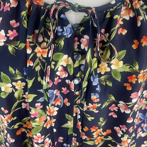 Johnny Was Jade Rocco Silk Peasant Top Floral Boho Career Sz XS - Picture 3 of 11